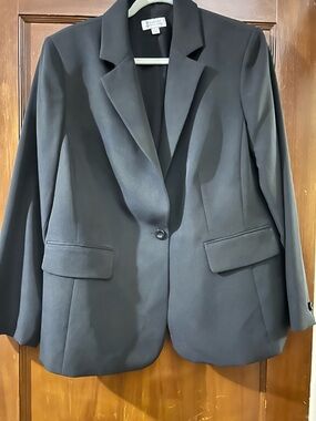 Tahari ASL Classic Black Single-Button Blazer